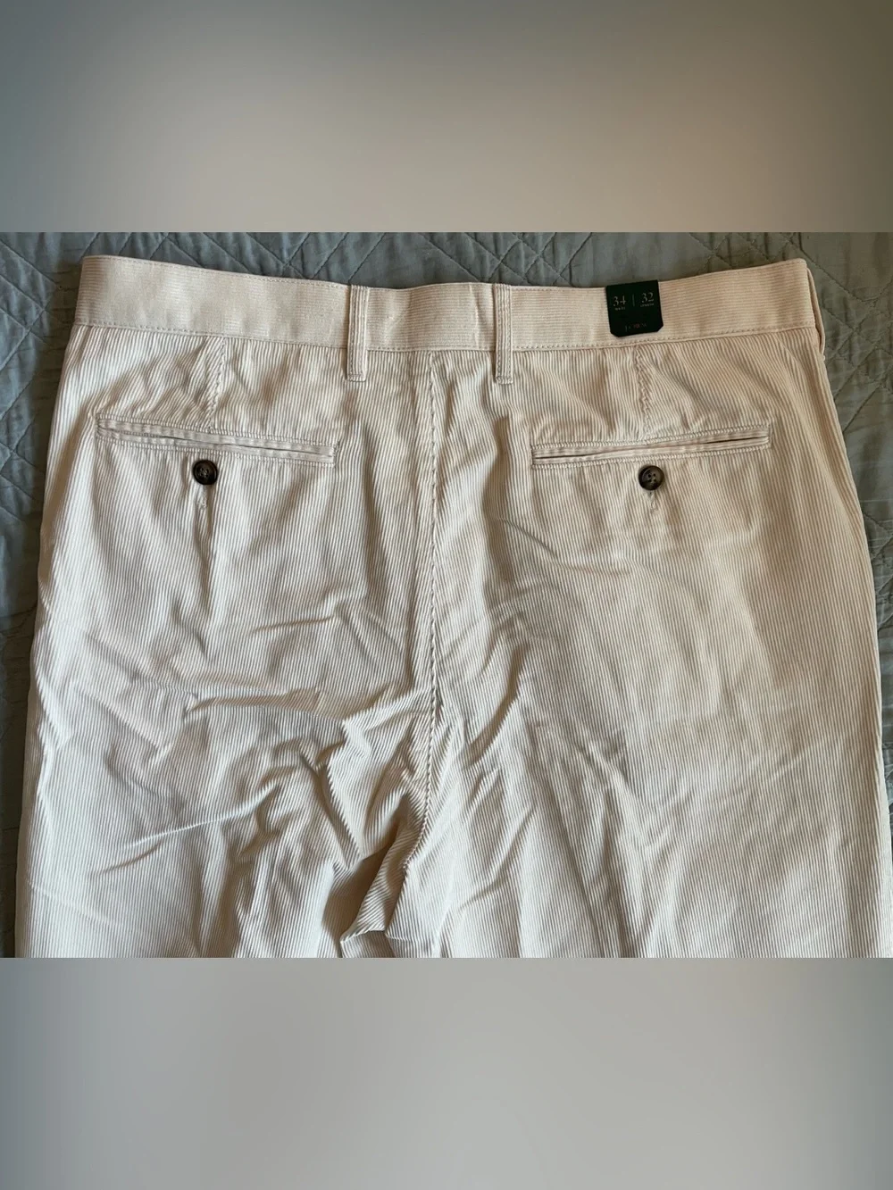 J. CREW Classic-fit pleated 14-wale corduroy trouser in Ivory Size 34 NWT CO455